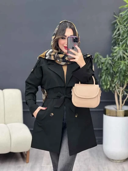 بارانی چهاردکمه برش هلالی