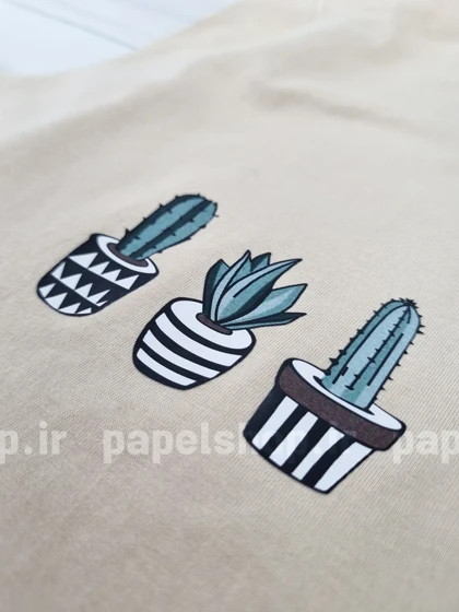 ست لباس راحتی تاپ و شورتک طرح کاکتوس