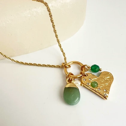 گردنبند زنانه Tosh مدل مولتی‌چارم (روکش طلا و مروارید)