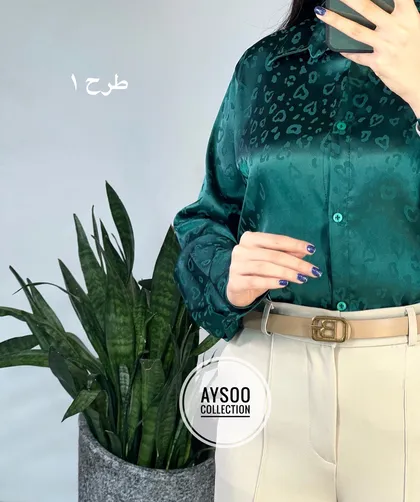 شومیز ساتن طرحدار نیلا