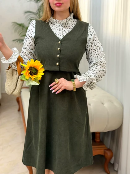 پیراهن آستین گل 3573