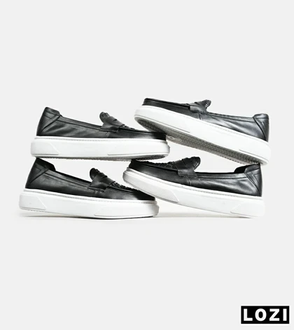 کالج مردانه مشکی سفید Bottega Veneta مدل 6998