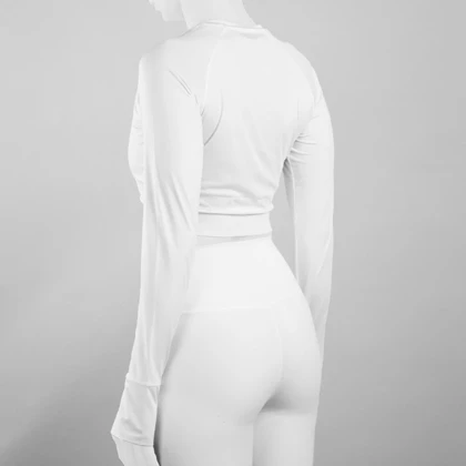 کراپ آستین بلند ورزشی زنانه نایک مدل Py-2B1366 سفید