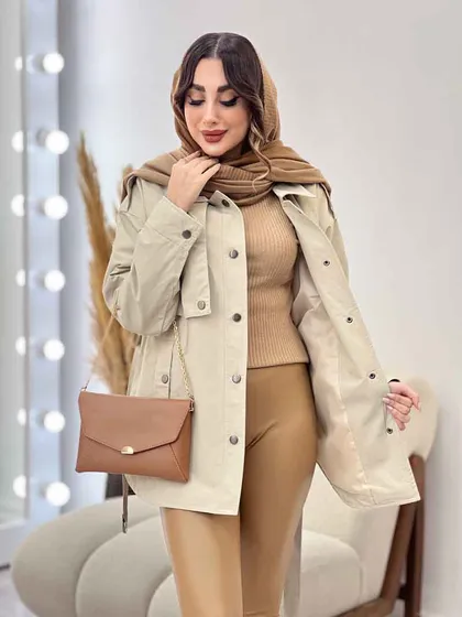 بارانی ژیله دکمه دار روژین