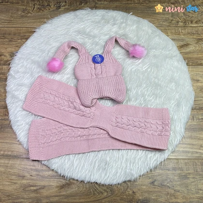 کلاه وشال گردن 2 پوم گوش دار 3 تا 12 سال