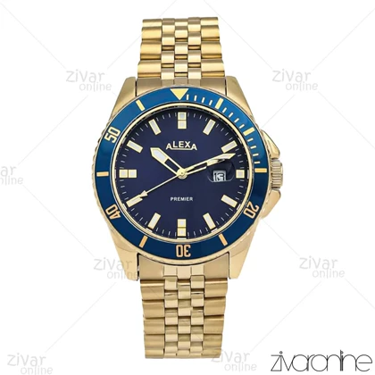ساعت الکسا پریمیر A0058 مردانه طلایی صفحه سرمه ای 106233