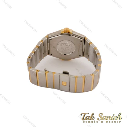 ساعت امگا کانسلیشن مردانه دورنگ طلایی صفحه سفید صدفی ایندکس نگین Omega-5158-G