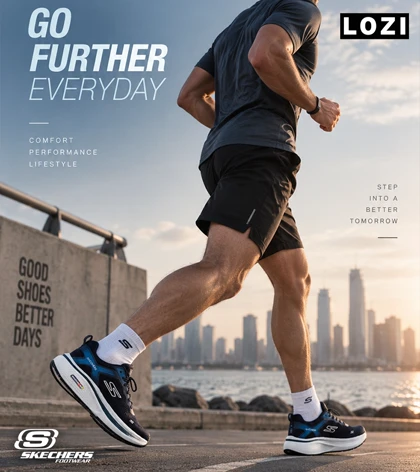 کتانی طبی ورزشی مشکی سرمه ای اسکیچرز Go Run Elevate مدل 9506