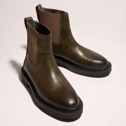 نیم بوت چرم مردانه سبز مدل rafael