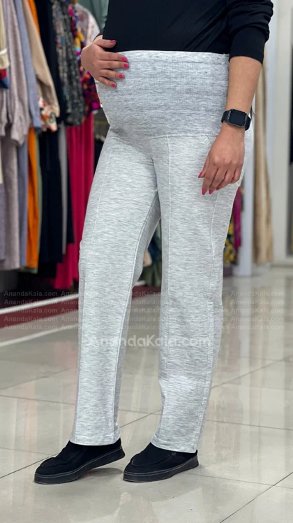 شلوار بارداری ملانژ جلو دوخت