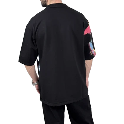 تیشرت آستین کوتاه مردانه مشکی دونخ مدل MAP