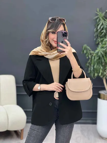 مانتو کتی دو دکمه جیب نما