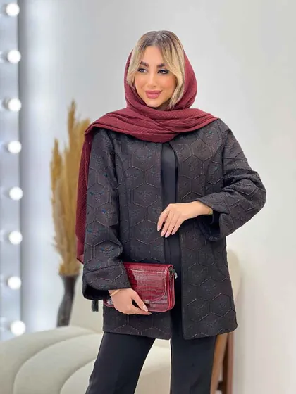 مانتو ژاکارد آستین لاله ای
