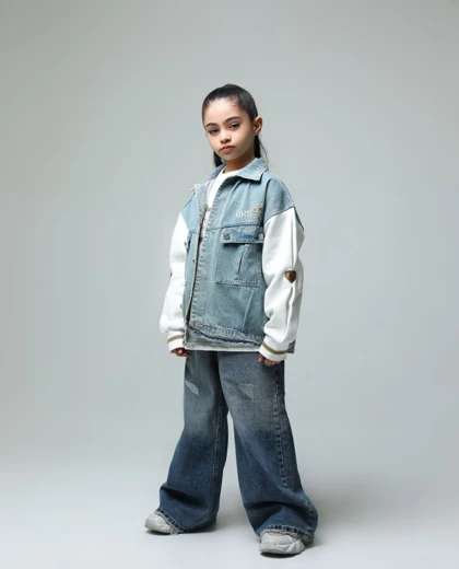 دوتیکه کت جین و تیشرت دخترانه کد 3807