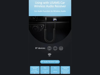 گیرنده بلوتوث داخل ماشین آی یو ایکس یوسامز Usams US-SJ464 Car Wireless Audio Receiver