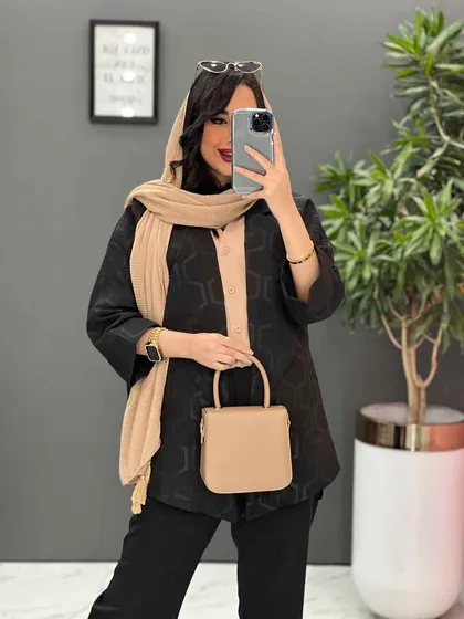 مانتو ژاکارد کتی آستین دوبل