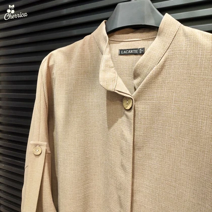 شومیز ساده بلند دکمه چوبی زنانه کد 32