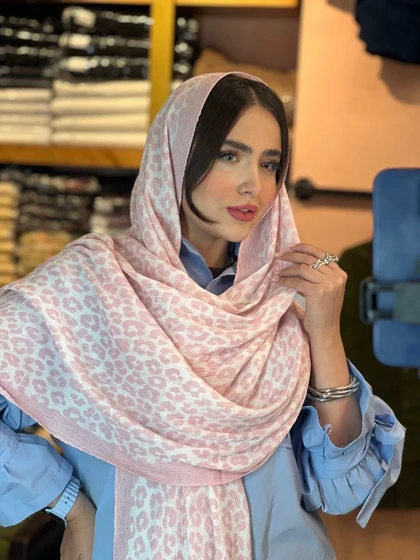 شال نخی پلیسه کالکشن صورتی
