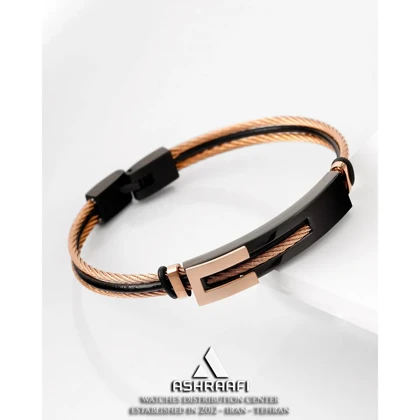 دستبند کابلی رزگلد Cable Bracelet RGK02