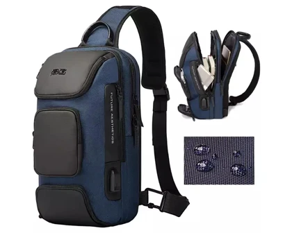 کوله پشتی تک بند یو اس بی دار 8 لیتری بنج BANGE BG-7086 Men Chest Bag Single Shoulder Bag
