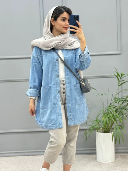 مانتو جین جیب پایین