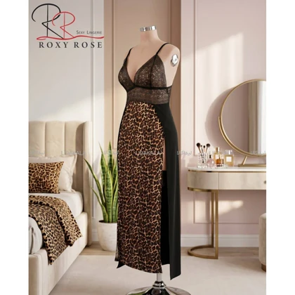 لباس خواب پلنگی سایز بزرگ برند Roxy Rose کد 1239