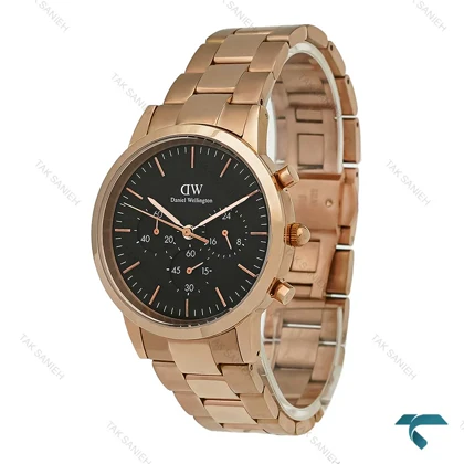 ساعت مردانه دنیل ولینگتون رزگلد کورنوگراف صفحه مشکی DW-8035-G