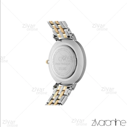 ساعت دنیل ولینگتون زنانه دورنگ طلایی صفحه سفید دور نگین 105377