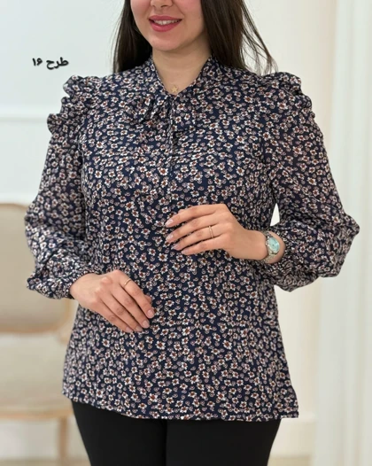 شومیز حریر زنانه پاپیون کد محصول 1560