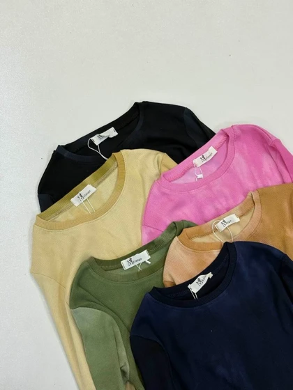 کراپ آبرنگی آستین بلند فینگردار