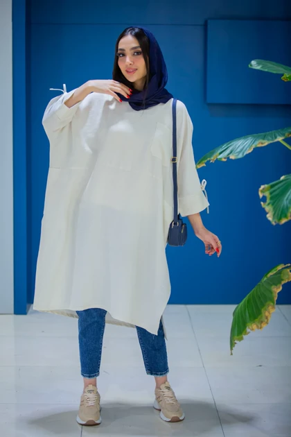 مانتو لینوسل جلو بسته بلند