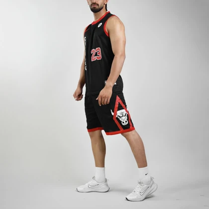 ست رکابی و شلوارک ورزشی مردانه شیکاگو بولز مدل Nike-3C327 مشکی