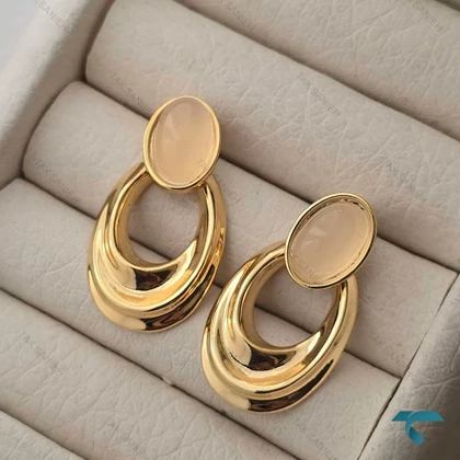 گوشواره طلایی بیضی Ghoshvareh-8548-L