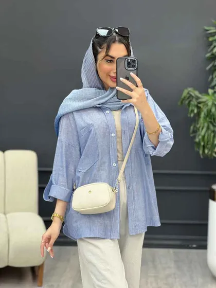 شومیز راه راه دو جیب نیلا