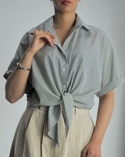 شومیز گره‌ای راه راه کد 500498