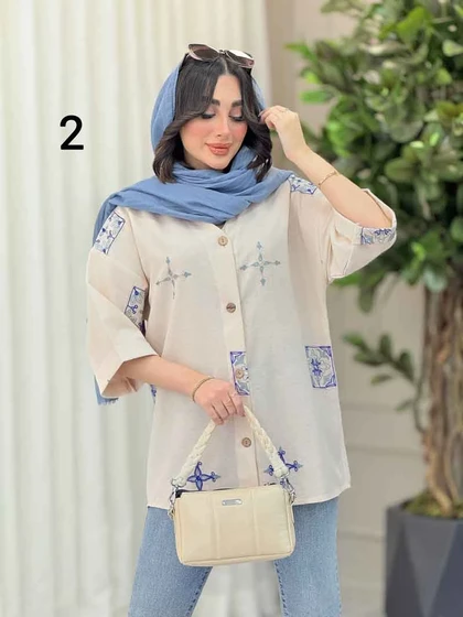شومیز نچرال طرح دار