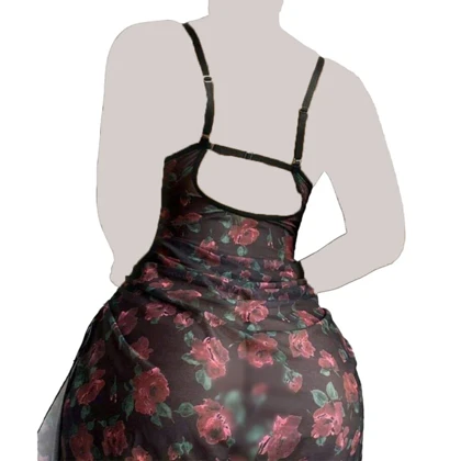 لباس خواب زنانه کوتاه حریر فنردار مارین (Marin)