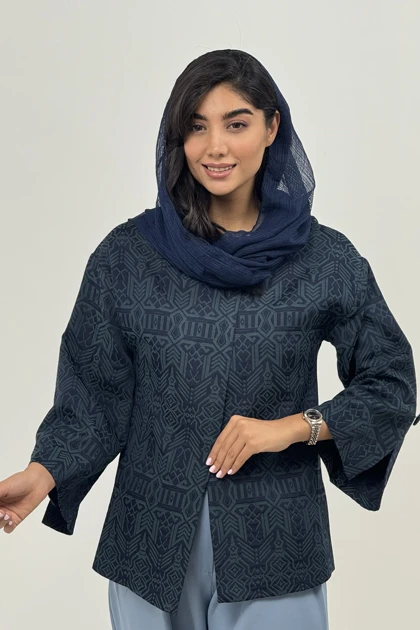 کت زنانه ژاکارد آستین چاک‌دار