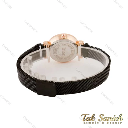 ساعت دیور زنانه بند حصیری مشکی رزگلد Dior-4461-L