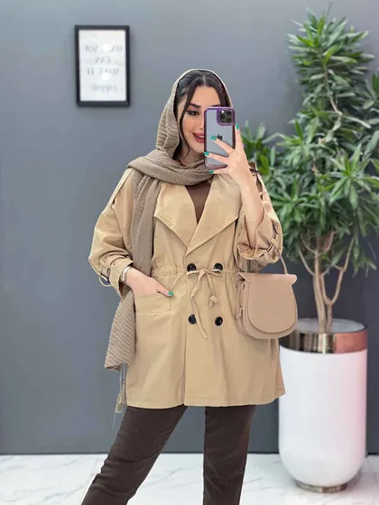 مانتو لینن چهار دکمه آستین بندی