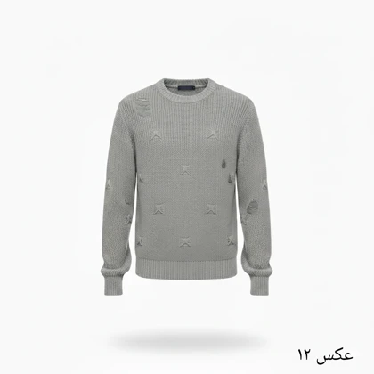 پلیور بافت خاکستری یقه گرد زاپ مینیمال فری سایز لش