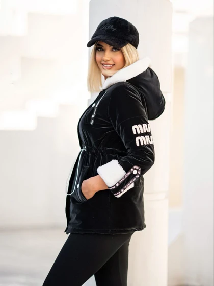 کاپشن زنانه کلاه‌دار داخل پشم شیشه ضخیم قد 70