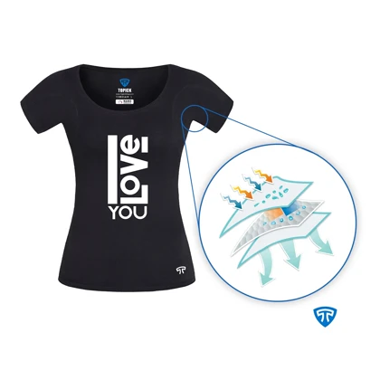 تیشرت نانو آنتی باکتریال ضد تعریق زنانه مشکی طرح LOVE