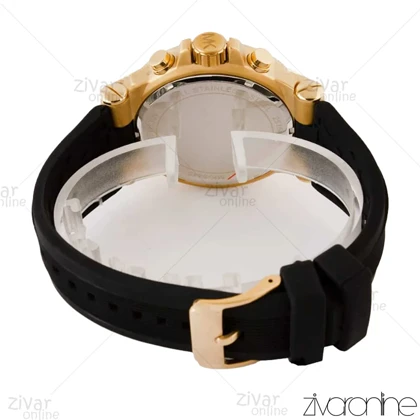 ساعت مایکل کورس مردانه طلایی مشکی بند رابر 104328