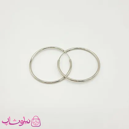 گوشواره حلقه‌ای ساده ژوپینگ نقره ای