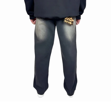 شلوار جین مردانه نیم بگ (Semi-Baggy) زاپ‌دار - رنگ دودی و خاص - فیت راحت