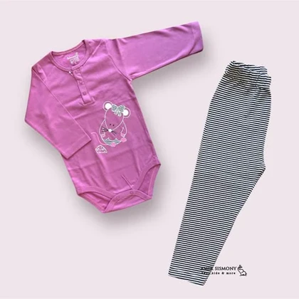 ست زیردکمه‌ای آستین بلند و شلوار طرح موش