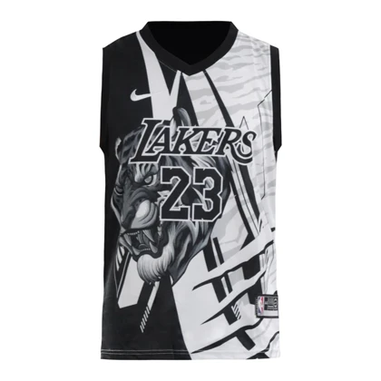 ست رکابی و شلوارک بسکتبالی لیکرز مدل Nike-DRI FIT-5B114 سفید مشکی