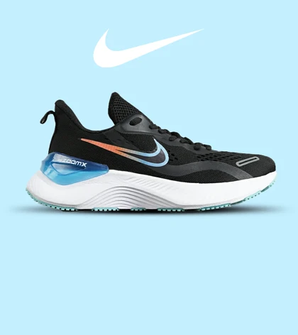 کفش کتانی مردانه و زنانه مشکی نارنجی آبی NIKE zoom X مدل 7150