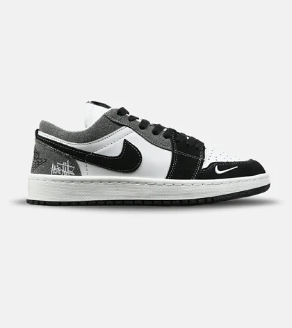 کفش کتانی مردانه و زنانه سفید طوسی مشکی NIKE jordan 1 مدل 8785